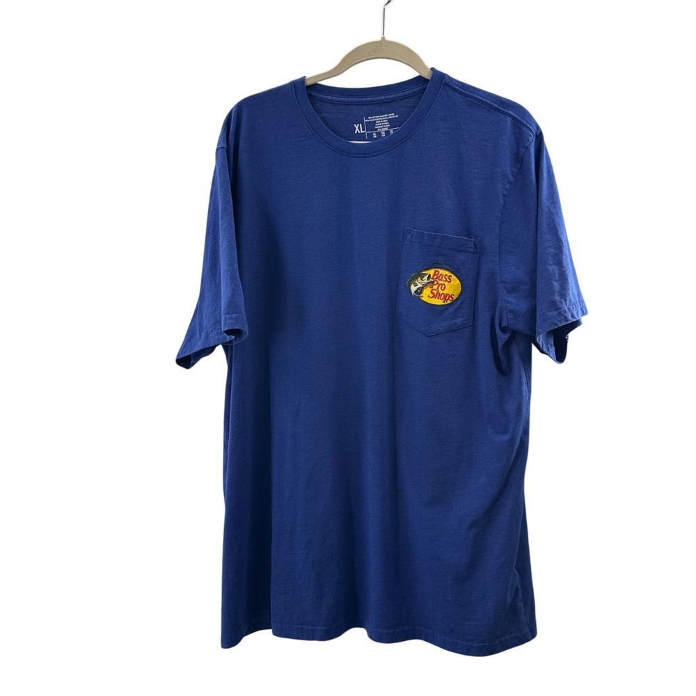 Bass Pro Shops Blue Short-Sleeve T-Shirt XL Cotton‎ Blend Pocket & Logo Graphic